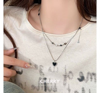 / Alloy Choker Heart Set Star Pendant Necklace