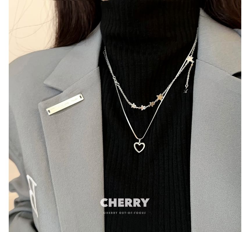 / Alloy Choker Heart Set Star Pendant Necklace
