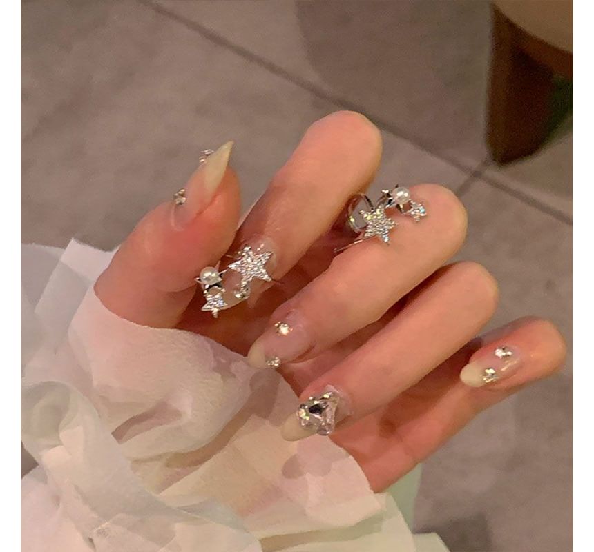 Faux Alloy Ear Star Cuff Pearl Rhinestone