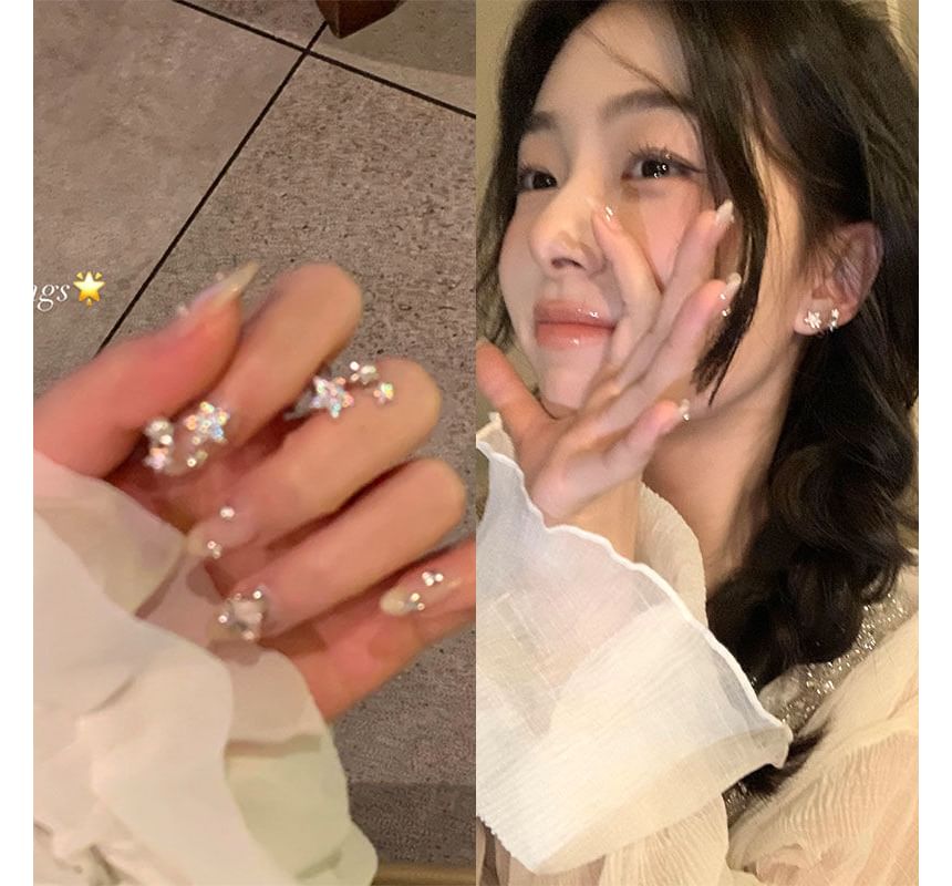 Faux Alloy Ear Star Cuff Pearl Rhinestone