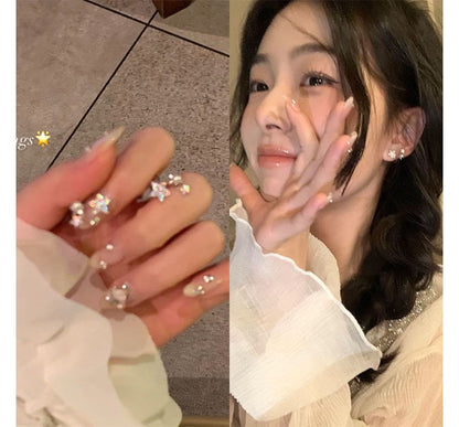 Faux Alloy Ear Star Cuff Pearl Rhinestone