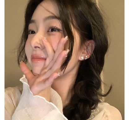 Faux Alloy Ear Star Cuff Pearl Rhinestone