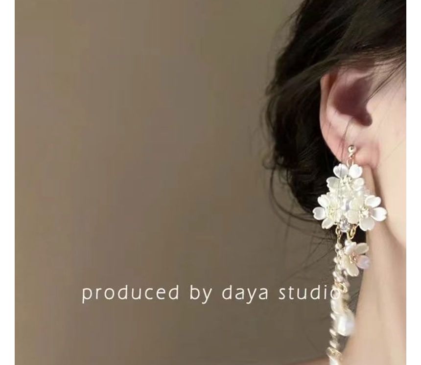 Chandelier Earring Floral Alloy Faux Pearl