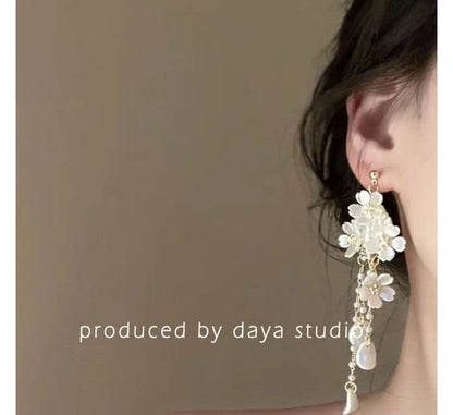 Chandelier Earring Floral Alloy Faux Pearl