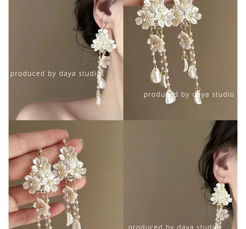 Chandelier Earring Floral Alloy Faux Pearl