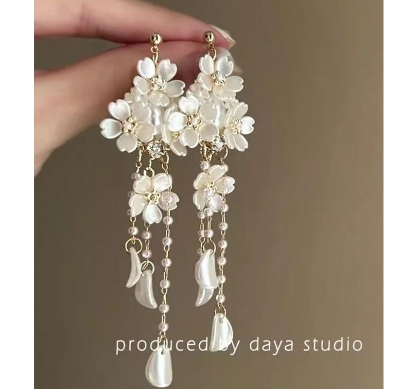 Chandelier Earring Floral Alloy Faux Pearl