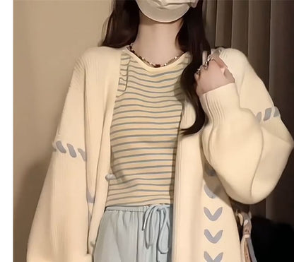 Two Tone Lace-Up Cardigan