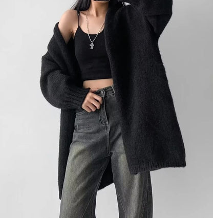 Puff Sleeve Long Knit Cardigan