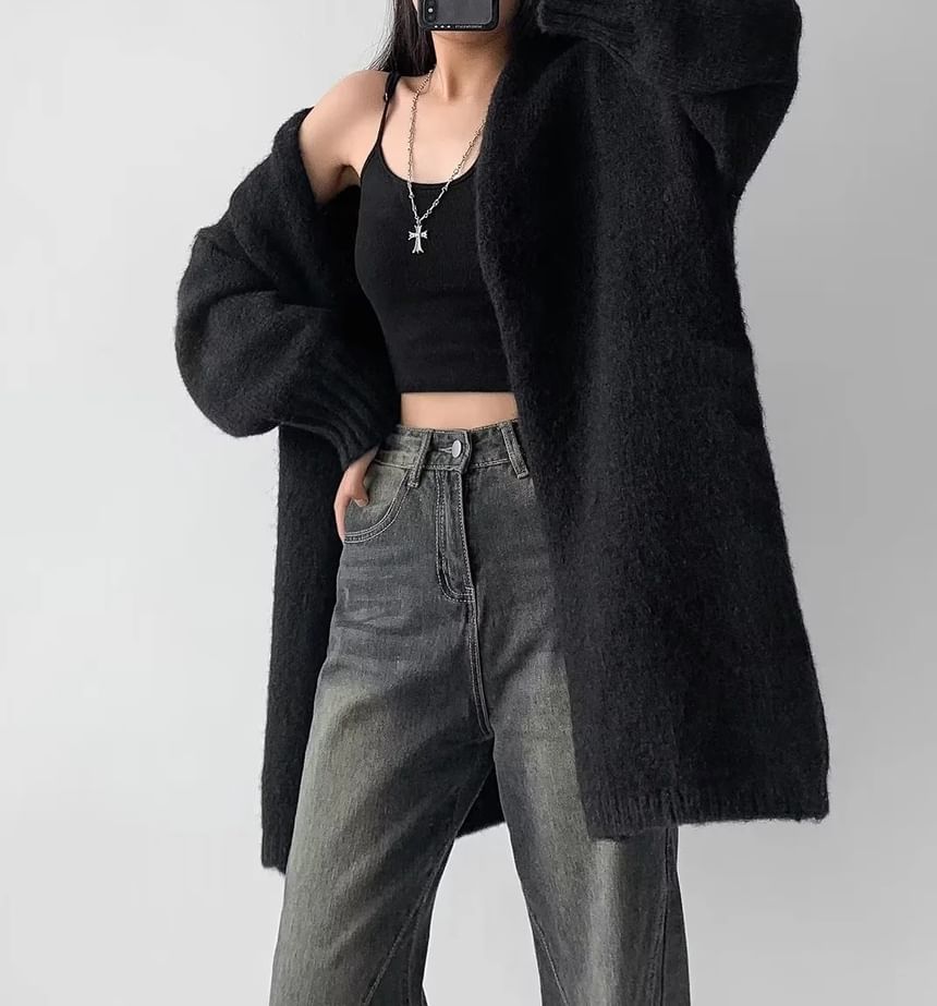 Puff Sleeve Long Knit Cardigan
