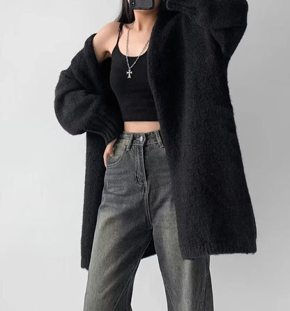 Puff Sleeve Long Knit Cardigan