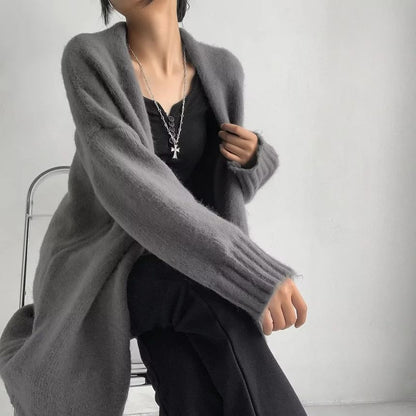 Puff Sleeve Long Knit Cardigan