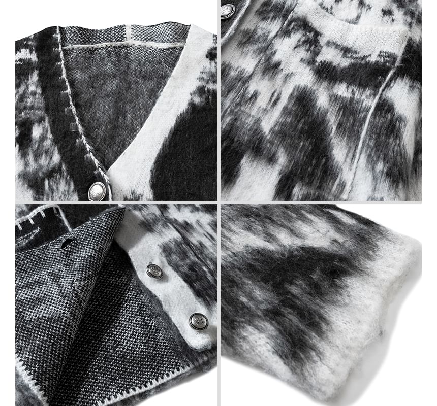 V-Neck Tie Dye Button Cardigan