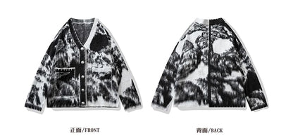 V-Neck Tie Dye Button Cardigan
