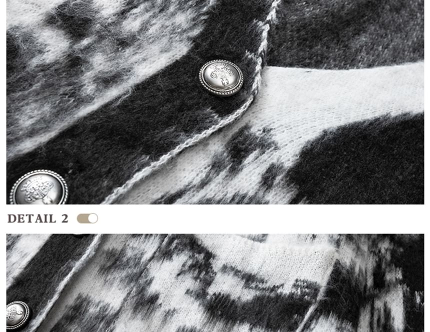 V-Neck Tie Dye Button Cardigan