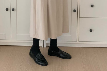 High-Rise Accordion Pleated Midi A-Line Skirt