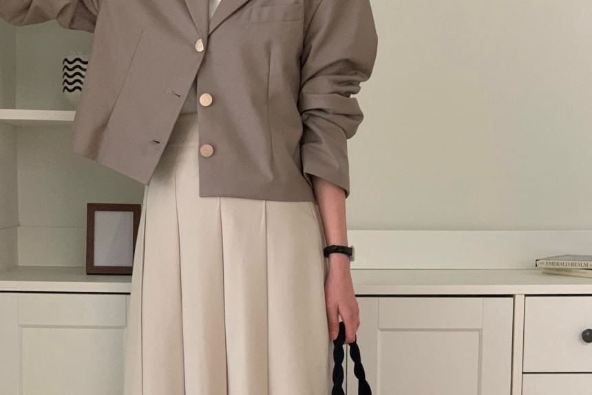 High-Rise Accordion Pleated Midi A-Line Skirt