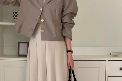 High-Rise Accordion Pleated Midi A-Line Skirt