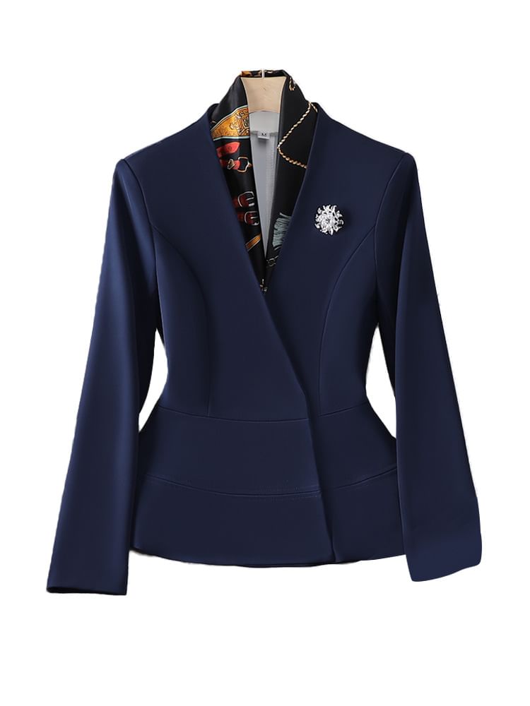 Elegant Peplum Blazer with High-Waist Pencil Skirt and Dress Pants Set