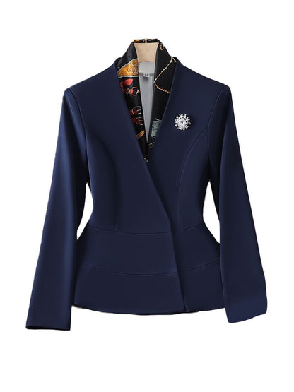 Elegant Peplum Blazer with High-Waist Pencil Skirt and Dress Pants Set