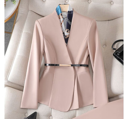 Peplum Blazer with High-Rise Pencil Skirt and Dress Pants Set