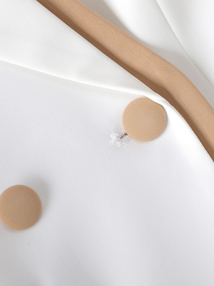 Peak Lapel Double-Breasted Blazer, High-Rise Pencil Skirt, and Slacks Set