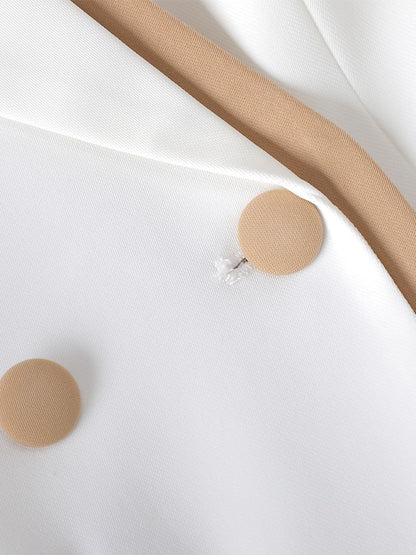 Peak Lapel Double-Breasted Blazer, High-Rise Pencil Skirt, and Slacks Set