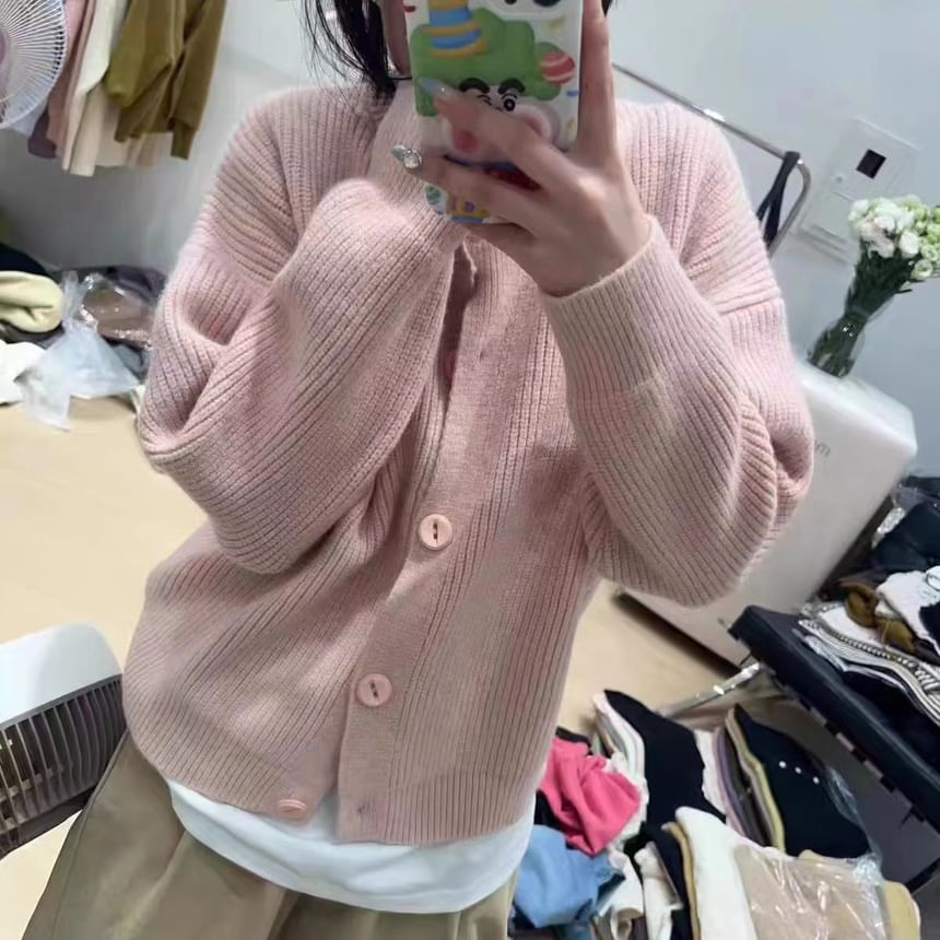 Round Neck Knit Cardigan
