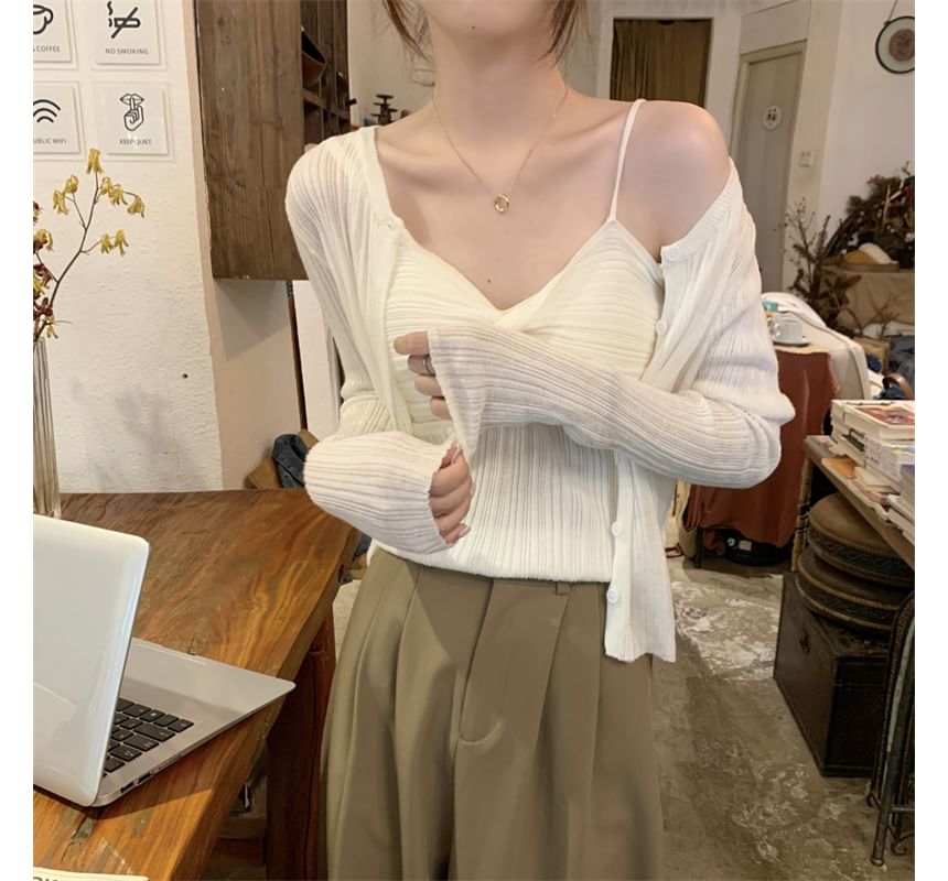 Twist Knit Camisole & Cardigan Set