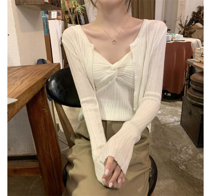 Twist Knit Camisole & Cardigan Set