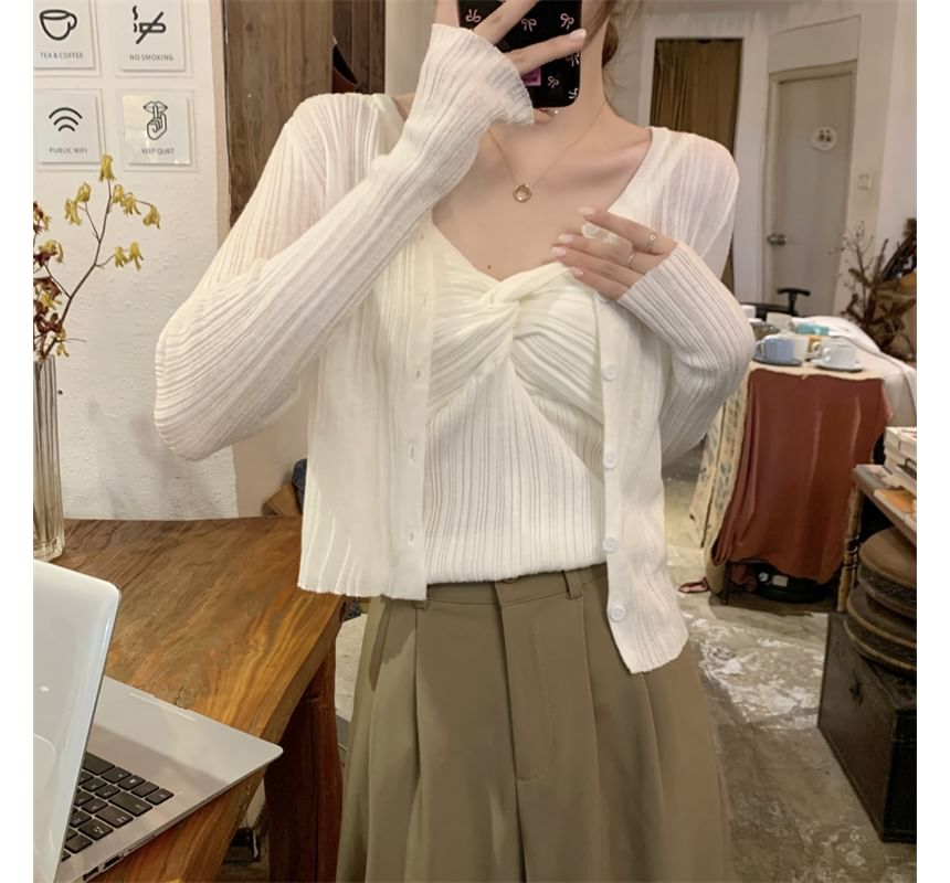 Twist Knit Camisole & Cardigan Set