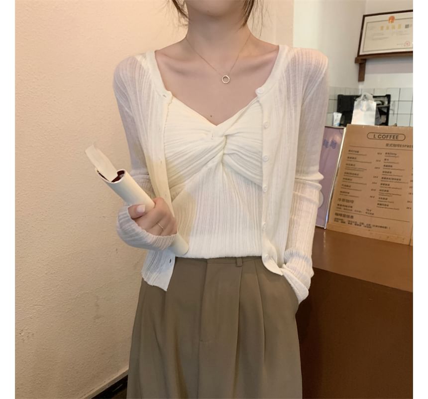 Twist Knit Camisole & Cardigan Set
