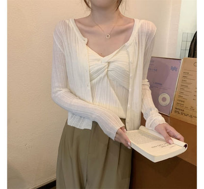 Twist Knit Camisole & Cardigan Set