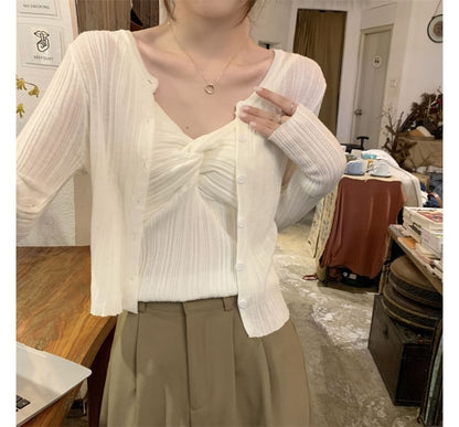 Twist Knit Camisole & Cardigan Set
