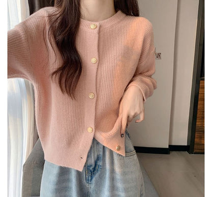 Crew Neck Knit Cardigan