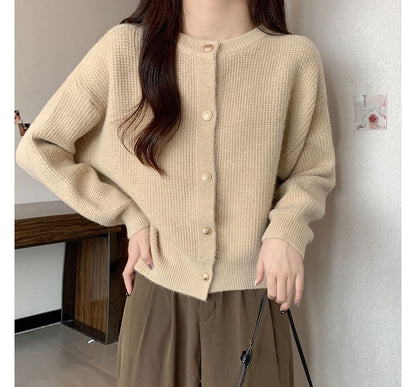 Crew Neck Knit Cardigan