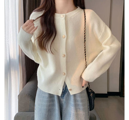 Crew Neck Knit Cardigan