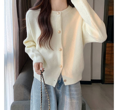Crew Neck Knit Cardigan
