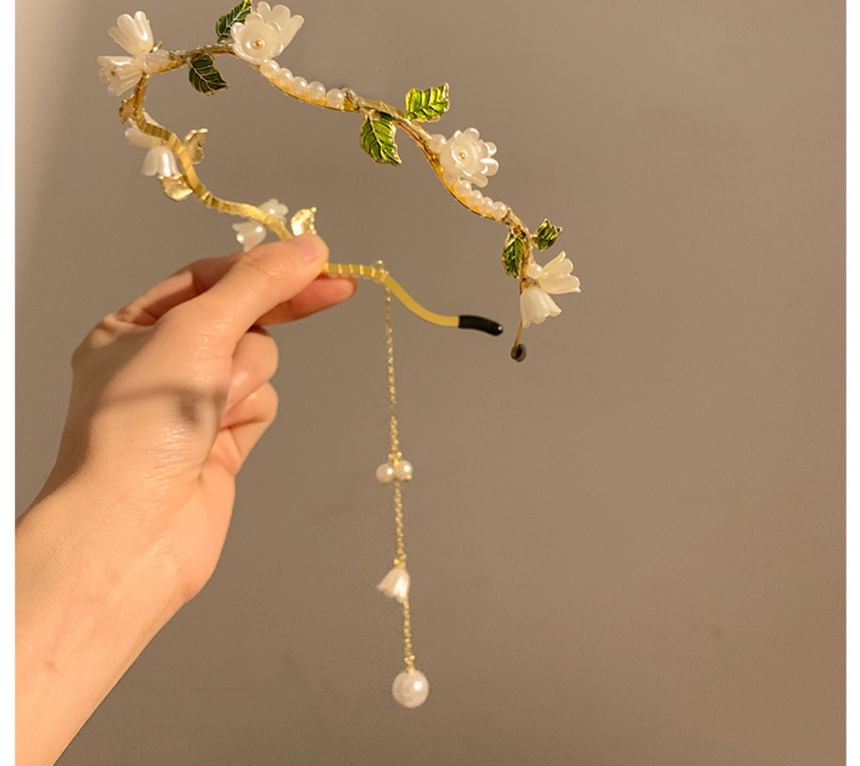 Pearl Floral Headband Faux