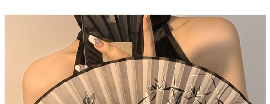 Foldable (Various Hand Designs) Floral Fan Fabric