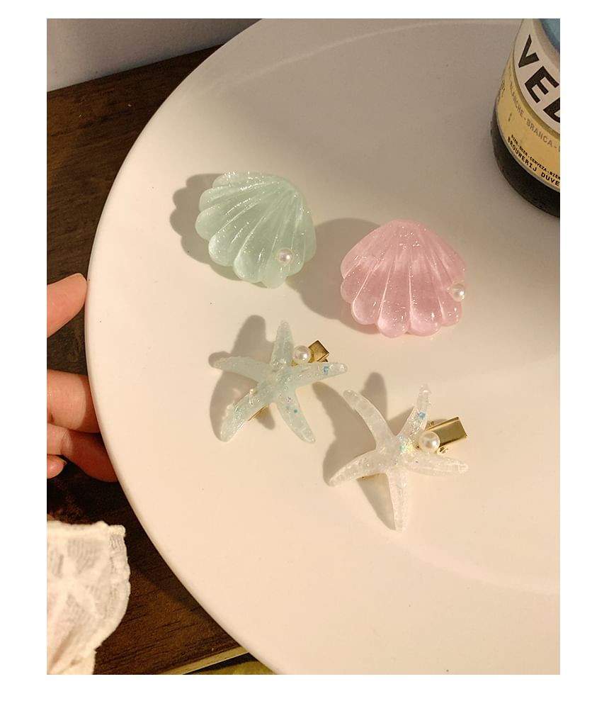 Faux Resin Shell Starfish Pearl Hair / Clip