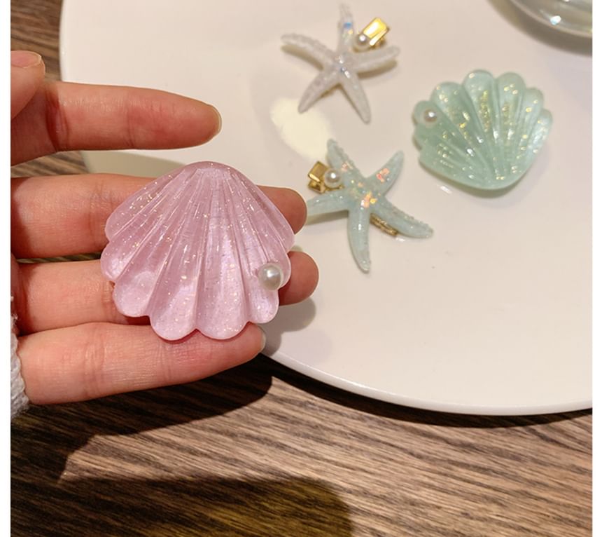 Faux Resin Shell Starfish Pearl Hair / Clip