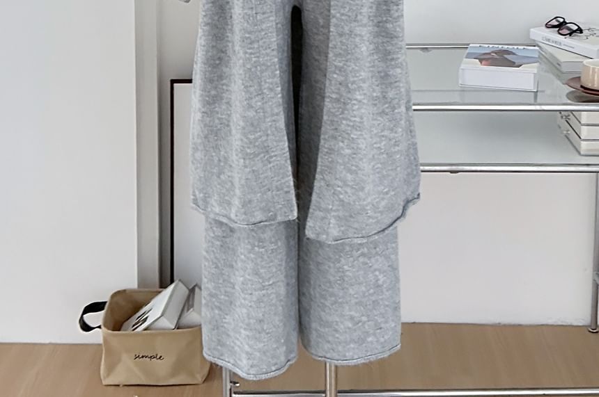 Midi Open Front Cardigan Vest & Wide Leg Pants Set
