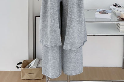 Midi Open Front Cardigan Vest & Wide Leg Pants Set