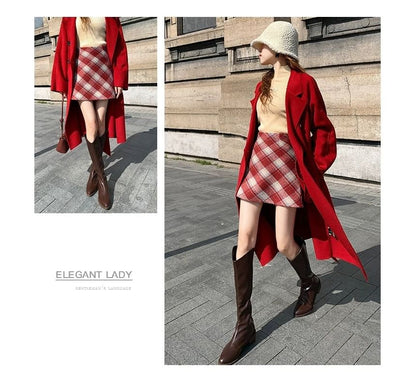 Argyle-Print Mini A-Line Skirt with High-Waist Style