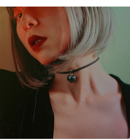 Cord Heart Choker Pendant