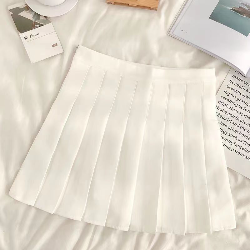 Chic V-Neck Sweater Vest, Crew Tee, and High-Waist Pleated Mini Skirt Set