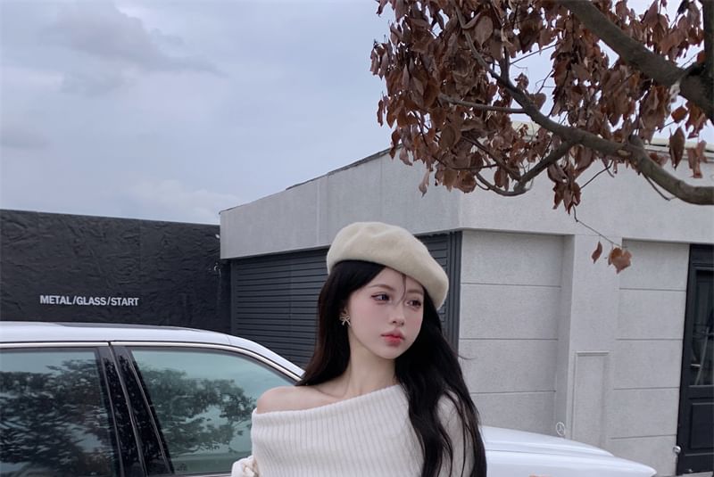 Cold Shoulder Knit Sweater with Mid-Rise Mini Tiered Skirt