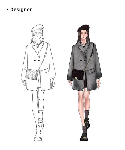 Notch Lapel Melange Double Breasted Blazer