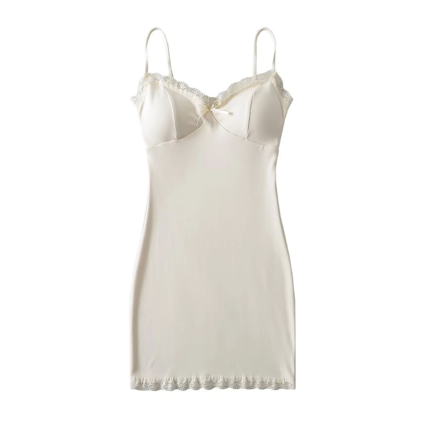 V-Neck Lace-Trim Mini Bodycon Dress