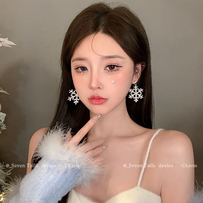 Tree Earring Chandelier Fluffy Choker / Drop Christmas Set Bracelet Snowflake